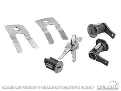 Scott Drake Door Lock and Ignition Set with Official Ford's Running Pony Emblem, Compatible with 1965-1966 Ford Mustang, Model C5DZ-6222050-B