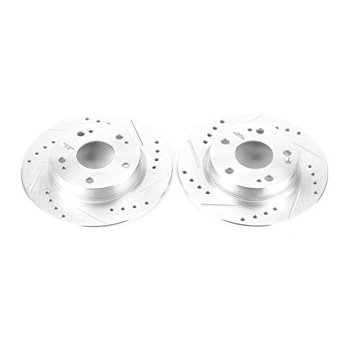 Power Stop Performance Drilled and Slotted Rear Brake Rotor Pair JBR1728XPR For Honda Civic 2016-2023, Honda Insight 2019-2022 [Model Specific]