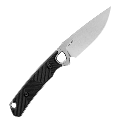Kershaw Fixed Blade Knife Steppe, Black and Gray Design, 3.55 Inch Steel Drop Point Blade, Full Tang Design, EDC, Nylon Sheath and Belt Clip, Everyday Carry Knife for Men and Women