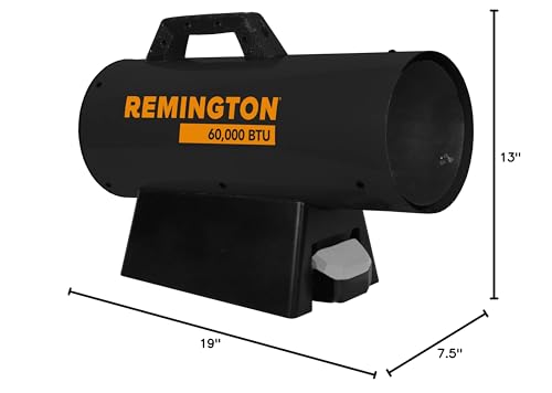 60,000 BTU Remington LP Propane Forced Air Heater with Electric Start | For Garages, Barns and Workshops (REM-60VBOA-GFA-B)