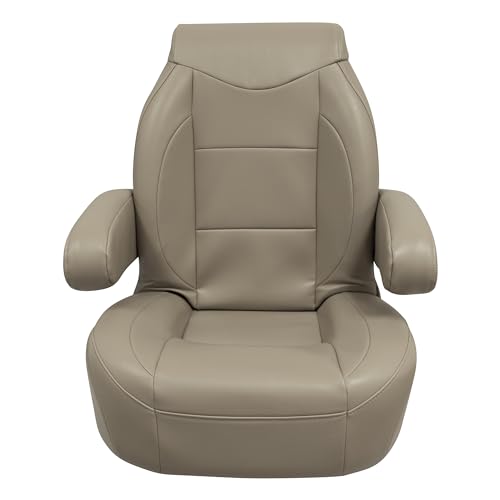 High Back Wise Premier Pontoon/Boat Reclining Helm with Flip Up Arm Rests - Mocha Java 3126-1725
