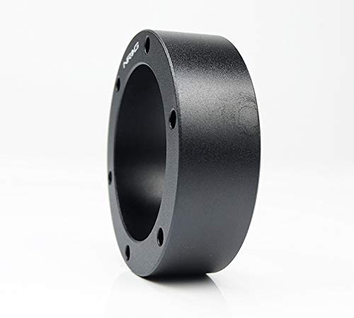NRG Innovations Semi-Universal Steering Wheel 1" Spacer No Threads, 6061 Aluminum Hub Extension Spacer w/Horn Space, 6x70mm Bolt Patterns, Black, NRG-SRK-530BK