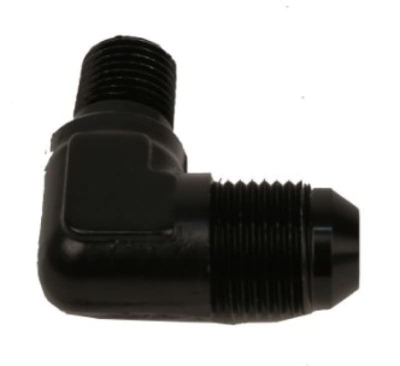 90-Degree Elbow Fitting Aeromotive 15667, 1/4"-MNPT to AN-08 Black