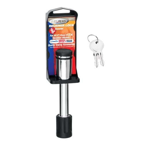 Draw-Tite Trailer Hitch Lock 63217KA, Fits 2 Inch Square Receiver, 5/8 Inch Pin Diameter, Keyed Alike
