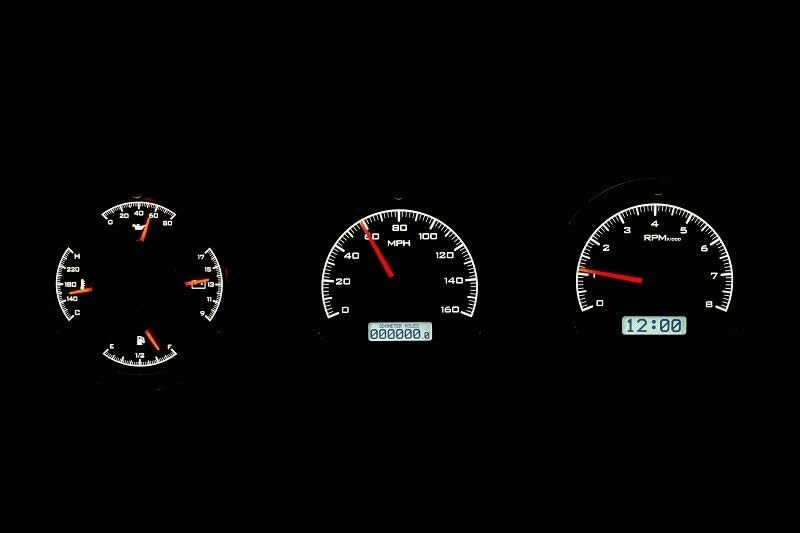 Dakota Digital VHX Analog Gauge System Black Alloy White Backlighting Compatible with 1968 Oldsmobile Cutlass, F-85 and 444 VHX-68O-CUT-K-W