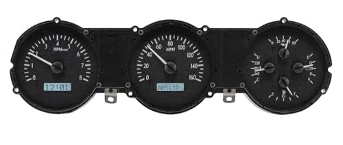 Dakota Digital VHX-62F-FAR-K-W Dash Gauge System Analog Compatible with 1962-63 Ford Fairlane, Black Alloy Style, White Backlighting