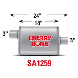 SA1259 Muffler - Cherry Bomb Reversible Salute Oval Body - H4" X W9" X L18" 24" OAL 3" O/C Muffler - Cherry Bomb Salute