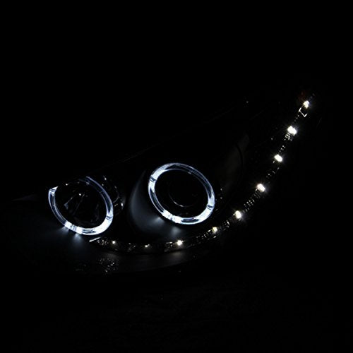 Halogen Projector Headlight AnzoUSA 111260 for Hyundai Tucson Black/Clear/Amber