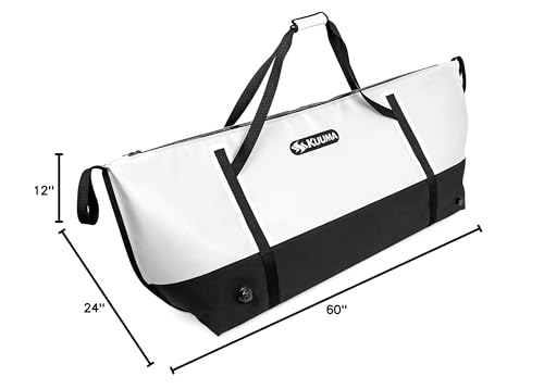 150 Quart Kuuma Heavy Duty Insulated Fish Bag with Drain Plug- Keeps Your Fish Cool and Fresh (50182), White/Black