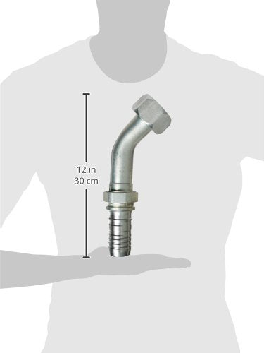 GlobalSpiral Gates 24GSP-24FJX45-050 Couplings, Female JIC 37° Flare Swivel, Zinc Plated Carbon Steel, 9.17", 45° Bent Tube, 1 1/2" ID