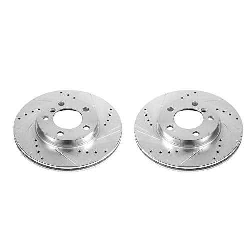 Power Stop Front EBR1411XPR Evolution Drilled & Slotted Rotor Pair For Mini Cooper Countryman 2011-2016, Mini Cooper Paceman 2013-2016 [Model Specific]