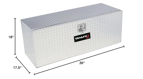 TrailFX Single Lid Truck Bed Tool Box Underbody Polished 16-Gauge Diamond Tread Aluminum 6.8 Cubic Foot 36" Length 17-1/2" Width 18" Height Bright Finish TrailFX 190361