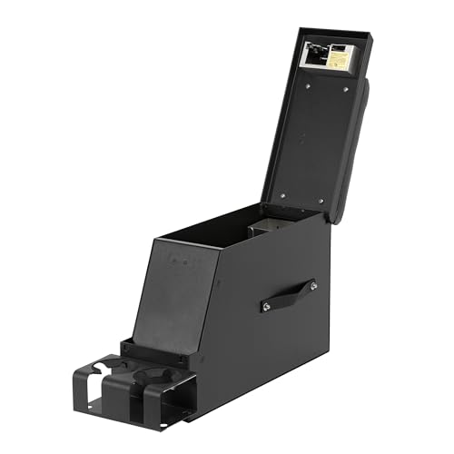 Center Console Universal Locking 6.5" – Steel Vehicle Storage Box with Armrest, Drink Holders, and Organizer Tray – Secure Console Insert for Trucks, SUVs, and Cars