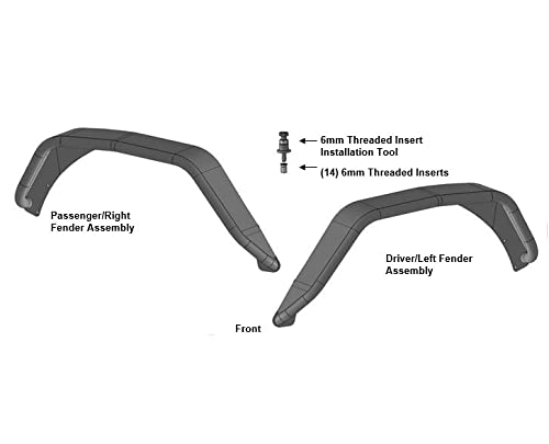 Full Set Black Horse Tubular FENDER FLARES - Front & Rear Matte Black Compatible with 2020-2023 Jeep Gladiator-TFRF20G