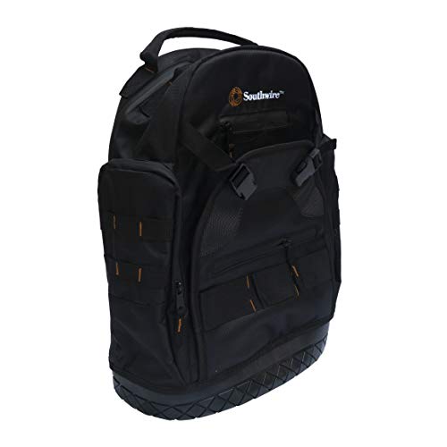 PROBAGBP Southwire Rugged Pro Tool Backpack with Heavy Duty Molded Base, Chest and Padded Shoulder Straps, 28 Pockets, 3 Zippered Pouches, 29 Tool Loops