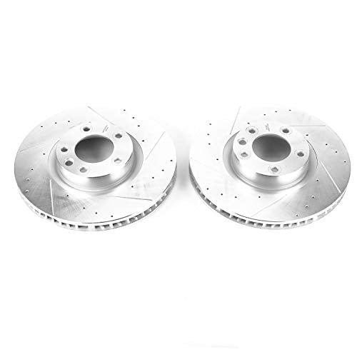 Power Stop Drilled and Slotted EBR1291XPR Front Brake Rotor Pair For Porsche Cayenne 2011-2018, Volkswagen Touareg 2011-2015 [Model Specific]