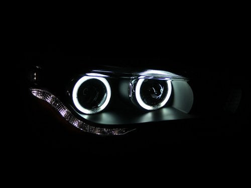 Anzo USA Black Halo 121428 Projector Headlight with Clear Lens and Amber Reflector for Mitsubishi Lancer