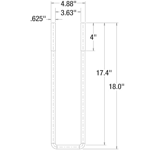 Buyers Products 18 Inch Square Bend UB623518 U-Bolt Kit, 4 Complete U Bolt Kits, 5/8" bolt, 1/2" x 4 1/4" Tie Bars, Grade 5 Equivalent Hardware