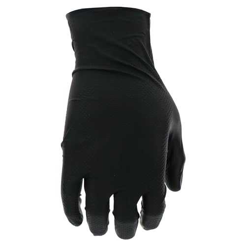 Grippaz PIP Skins 6 Mil Nitrile 9.5" Disposable Gloves 50-Pack, Fish Scale Grip, Chemical & Oil Resistant, Black, Small (67-246/S)