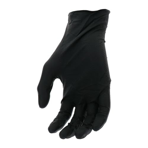 Grippaz PIP Skins 6 Mil Nitrile 9.5" Disposable Gloves 50-Pack, Fish Scale Grip, Chemical & Oil Resistant, Black, Small (67-246/S)