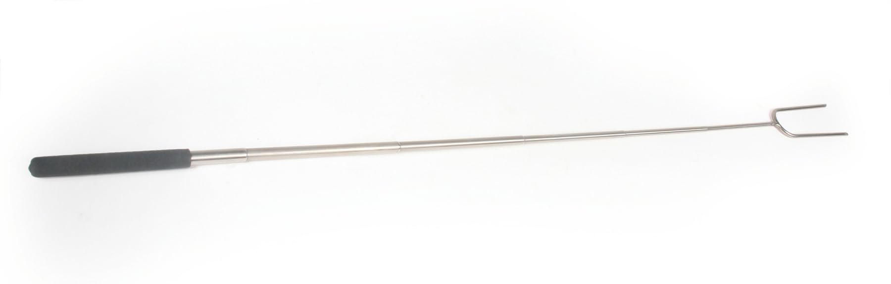 Camco Hot Dog and Smore Durable Stainless Steel Roasting Fork for Campfires -Extends Up to 34", Excellent for Camping, Hiking or RVing (44014), Black