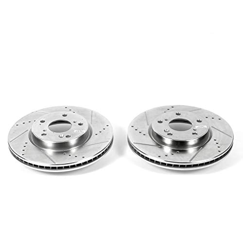 Power Stop JBR1571XPR Evolution Front Drilled & Slotted Rotor Pair For Honda Accord 2013-2022, Honda Civic 2015 [Model Specific]