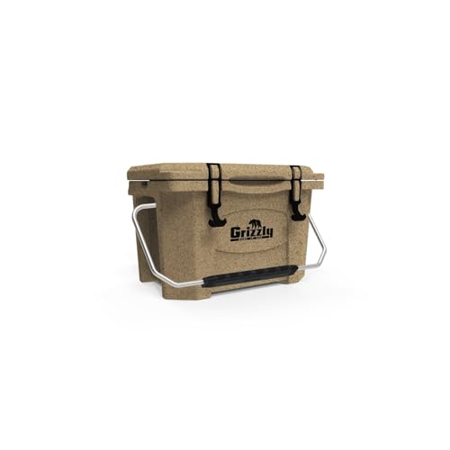 20 Cooler Grizzly | 20 qt Ice Chest Durable Rotomolded Insulated | Made in USA | Warranty for Life | For Beach Boat Camping Fishing Hunting | G20 | Sandstone