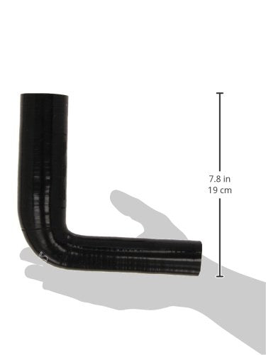 HPS Silicone High Temperature HTSER90-100-150-BLK 4-ply Reinforced 90 degree Elbow Reducer Coupler Hose, 75 PSI Maximum Pressure, 4" Leg Length on each side, 1" > 1-1/2" ID, Black