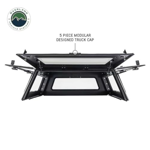Truck Cap Overland Vehicle Systems Expedition W/Full Wing Doors, Front and Rear Windows & 3rd Brake Light Full Bolt On (Compatiable with GM Silverado/Sierra 1500-5.8 ft. Bed 2019-2024)