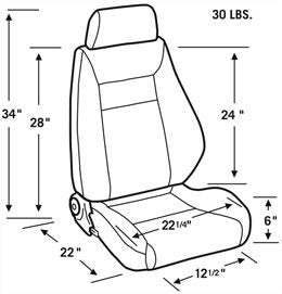 Black Velour ProCar by Scat 80-1100-75L Side, Gray Velour Insert Racing Elite Recliner Left Seat