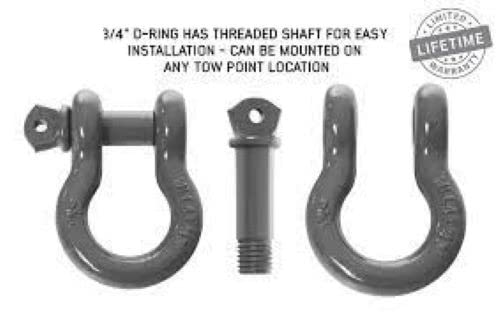 Recovery Shackle Overland Vehicle Systems 3/4" 4.75 Ton Set of 2 - Gray Two Stage Powder Coat Finish - Universal Fitment - Used for Automotive Recovery and Towing