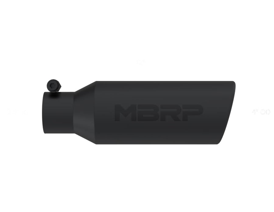 Black MBRP Angled Rolled End Tip (4" O.D., 2.5" Inlet, 12" Length)