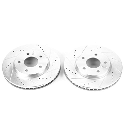 Power Stop Front Performance Drilled, Slotted Brake Rotor Pair JBR1557XPR For Chevy City Express 2015-2018, Nissan LEAF 2011-2013, Nissan LEAF 2018-2024, Nissan NV200 2013-2021 [Model Specific]