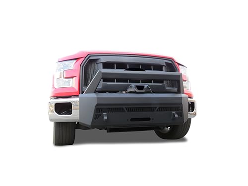 Heavy Duty Black Horse Armour III Front Winch Bumper Kit & Winch Textured Black Compatible with 2015-2017 Ford F-150-AR3LHD40-W12