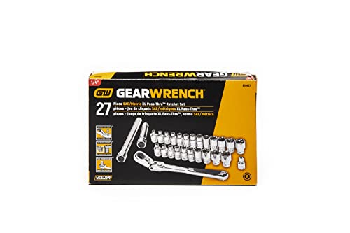 27 Pc. GEARWRENCH 1/4" Drive 6 Pt. Pass-Thru Mechanics Tool Set, Standard SAE/Metric - 891427