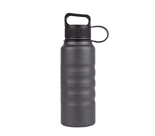32 oz Grizzly Grip Water Bottle | Vacuum Insulated | Stainless Steel with Insulated Lid | For Gym Women Men Beach Camping Hiking Fishing Hunting Sports | Charcoal