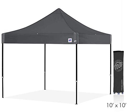 E-Z UP Instant Shelter Eclipse Canopy, 10' x 10', Black Steel Frame and Professional Grade Gray Top