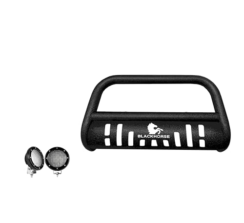 Bull Bar-T Kit Black Horse Textured Black Compatible with 2022-2025 Nissan Pathfinder|2022-2024 Infiniti QX60, Comes with a Set of 5.3" Black Round Flood LED Lights