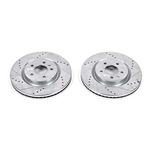 Power Stop Front AR85137XPR Drilled & Slotted Rotor Pair For Ford Explorer, Ford Flex, Ford Taurus, Lincoln MKS, Lincoln MKT [Model Specific]
