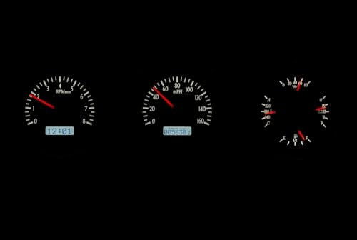 Dakota Digital VHX-62F-FAR-S-W Analog Dash Gauge System with Compatible 1962-63 Ford Fairlane, Silver Alloy Style, White Backlighting
