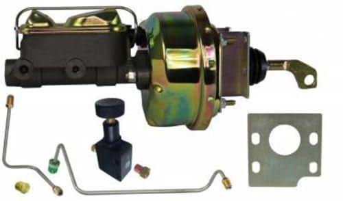 Leed Master Cylinder and Booster Brakes, 1.063 in Bore, Dual Integral Reservoir, 7 in OD, Single Diaphragm, Steel, Gold Zinc Plated, Ford Mustang 1964-66, Kit