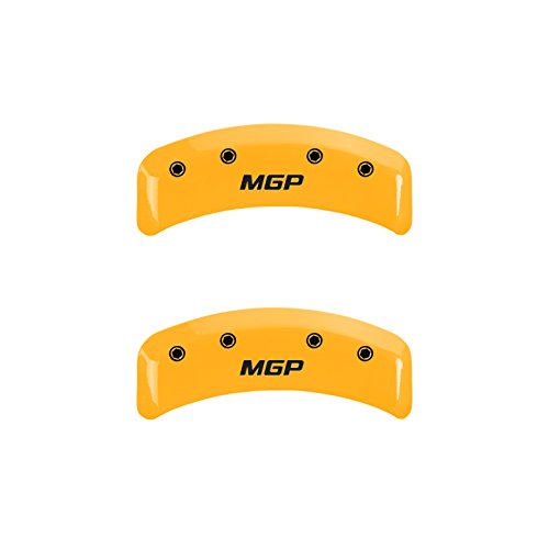 Caliper Covers MGP 13013SMGPYL Cover (Engraved Front and Rear: MGP, Yellow Powder Coat Finish, Black Characters), Set of 4