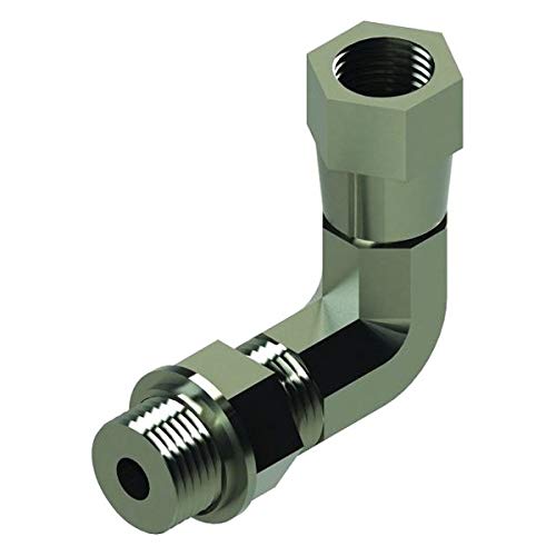 Lippert Replacement Level Up 1/4" Diameter Swivel 90° Elbow Hydraulic RV Leveling System Fitting for 5th Wheel RVs & Travel Trailers, JIC-M to ORB-M Adjustable Ports - 6809-04-04