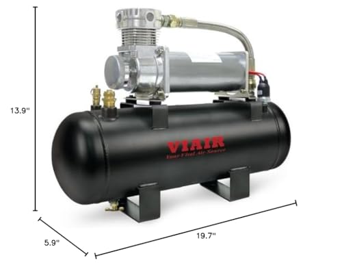 High-Flow VIAIR 200 PSI Air Source Kit | Hard Mount On Board Compressor with 2 Gallon Tank for Truck, Air Horns, Load Leveling Suspension