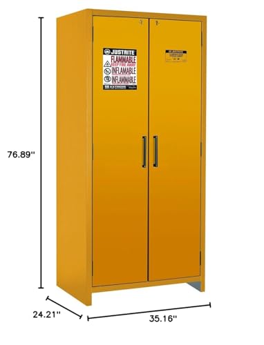 Safety Cabinet Justrite 22605, EN Flammable 90 Min, 30 Gal, Yellow
