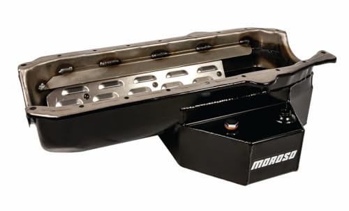 Moroso Small Block Chevy 21328 Circle Track Oil Pan, Wet Sump, Fits 2 Piece Rear Seal Blocks, 6.5" Depth