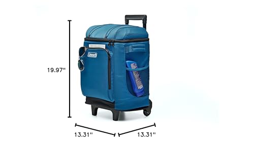 42-Can Coleman Soft Rolling Cooler with Wheels, Leak-Proof Portable Insulated Chiller with 12+ Hour Ice Retention, Made with Recycled Materials
