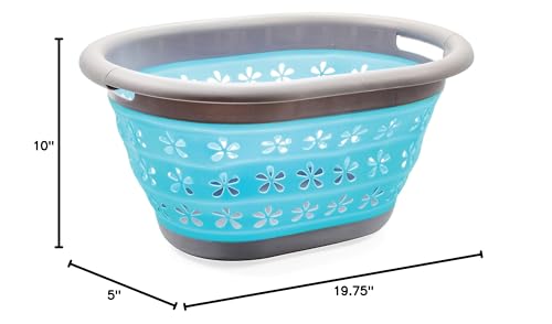 Camco Pop Up Collapsible Utility Basket Storage Container - Waterproof Design Easily Fits Into Compact Spaces, Great for Traveling, RVs, Trailers Camping, Dorms, Small Spaces and More (51902)