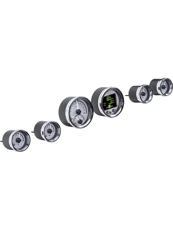 6 Gauge Dakota Digital HDX-2060-S Universal Round Analog HDX Instrument System Silver Alloy