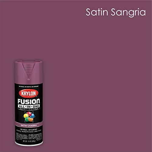 Krylon All-In-One Fusion Adhesive Spray Paint for Indoor/Outdoor Use, 12 oz, Sangria